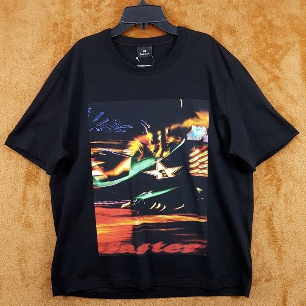 PAUL SMITH Shirt Mens Large Black Pullover Crew Graphic T-Shirt $125